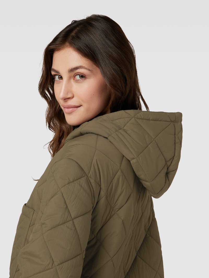 Steppmantel mit Kapuze in khaki