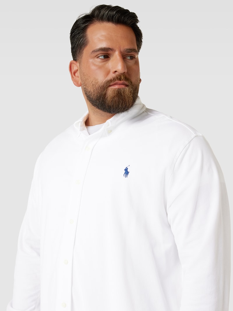 PLUS SIZE Freizeithemd mit Label-Stitching in weiß