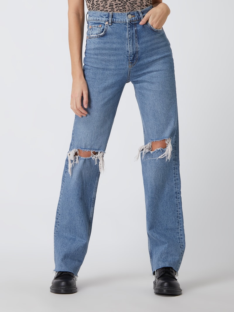 Wide Leg High Waist Jeans mit Stretch-Anteil in dunkelblau
