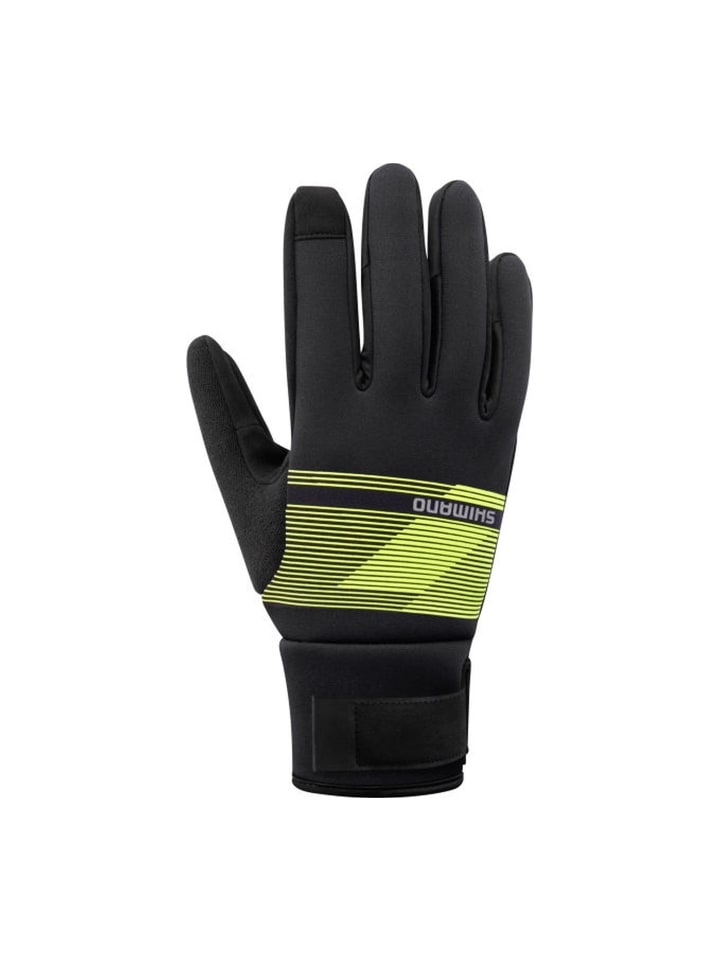 SHIMANO Fahrrad-Handschuhe WINDBREAK Thermal in Schwarz-Gelb günstig kaufen