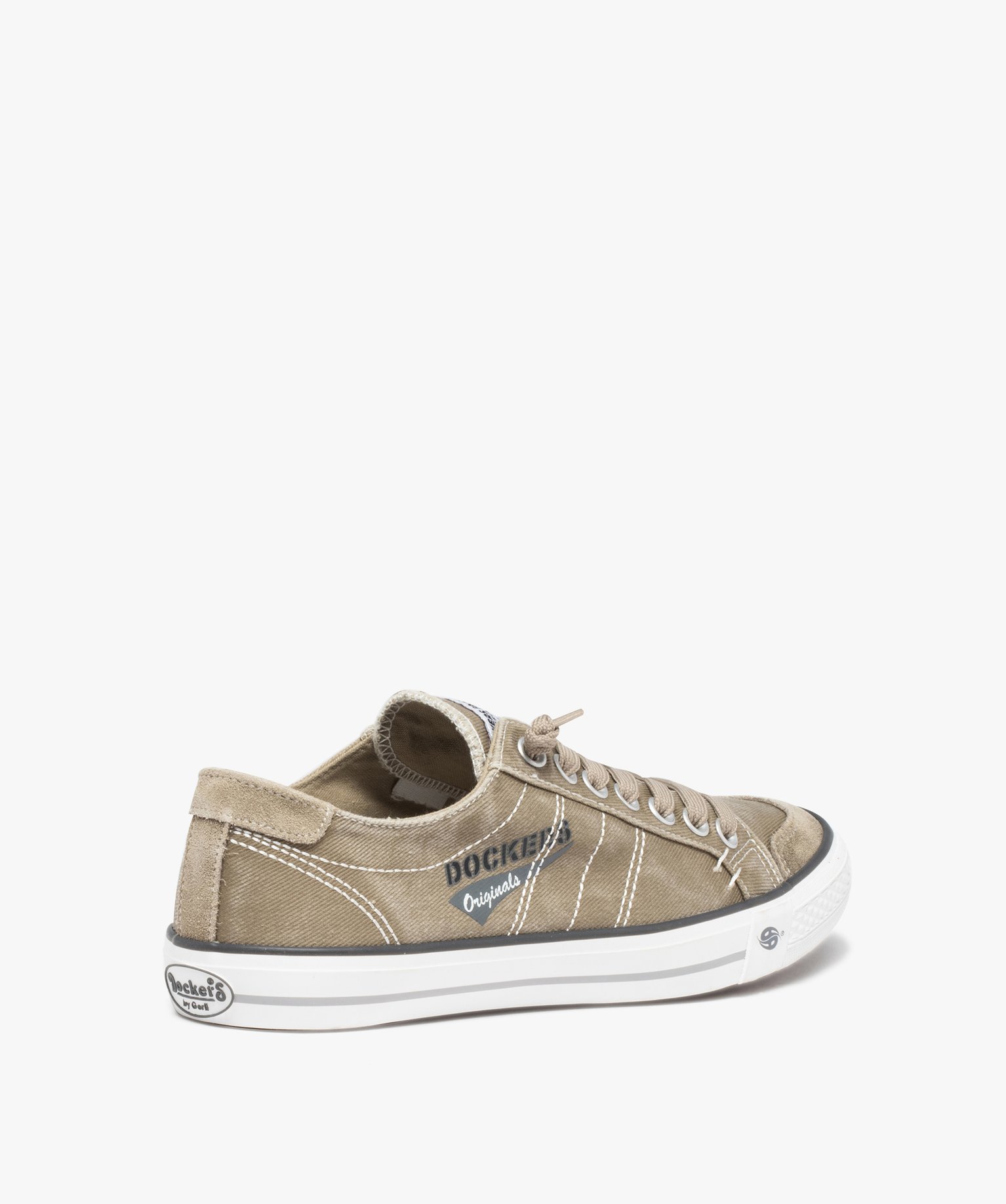 Baskets homme en toile denim unie à lacets - Dockers beige | GEMO
