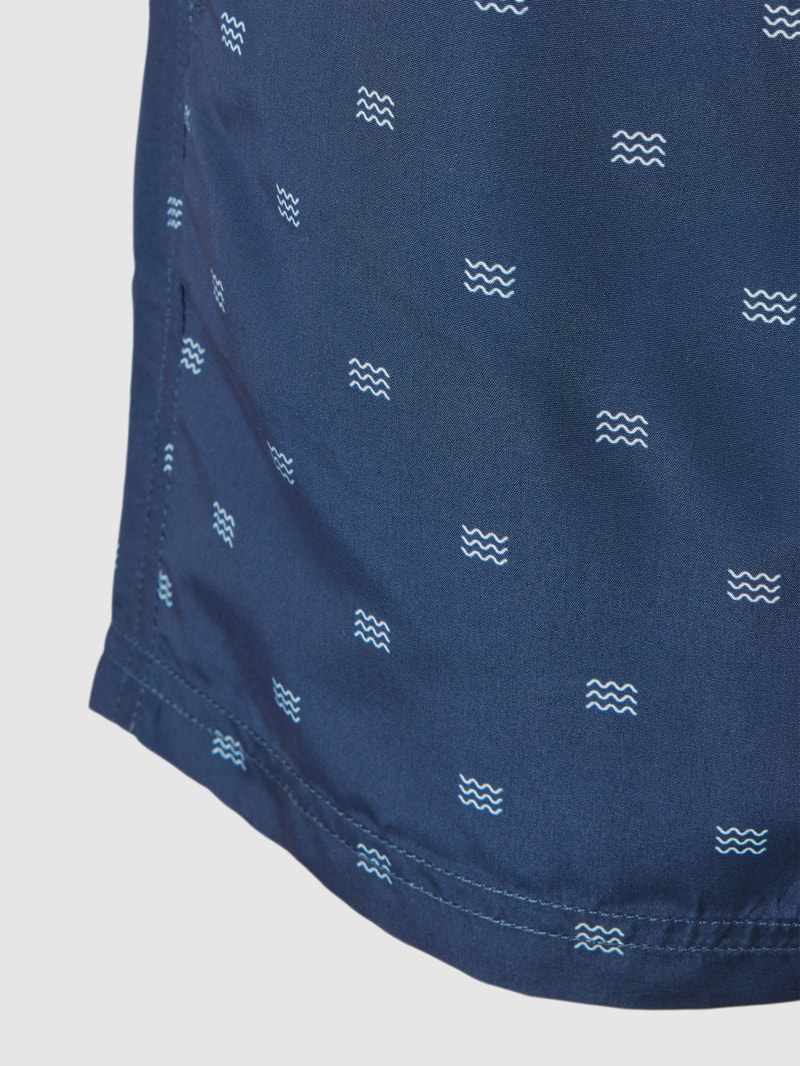 Badehose mit Allover-Muster Modell 'Marineland' in dunkelblau