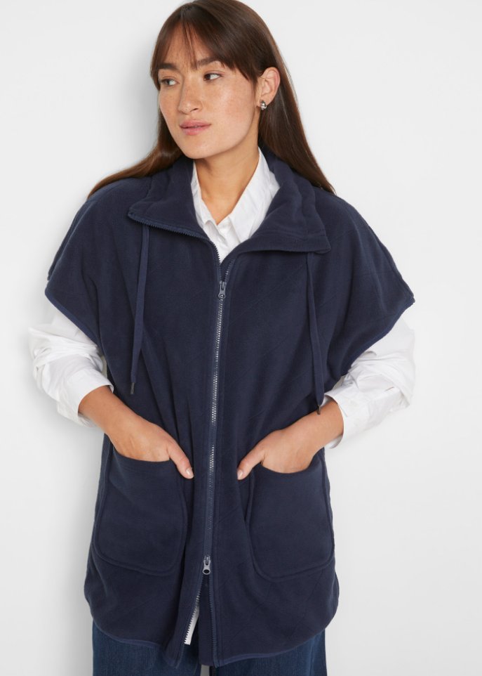 Fleece Weste mit Rautensteppung aus recyceltem Polyester