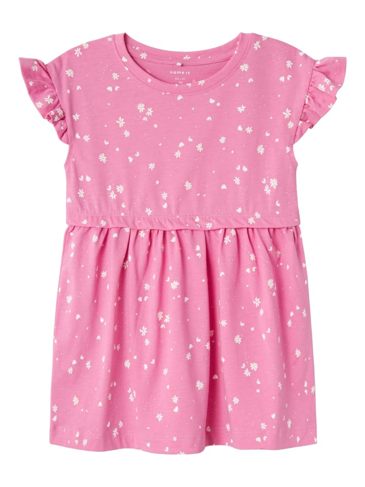 name it Kleid Kurzes Rundhals Baumwolle Dress in Rosa günstig kaufen