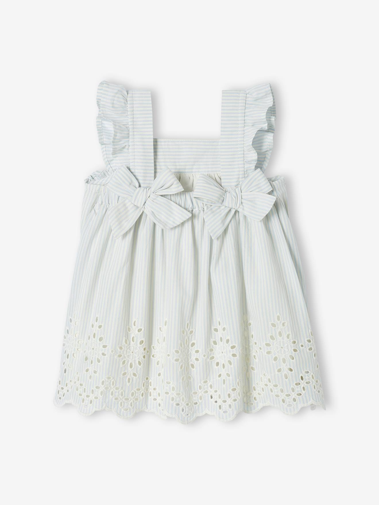 Robe de cérémonie bébé avec body bleu ciel