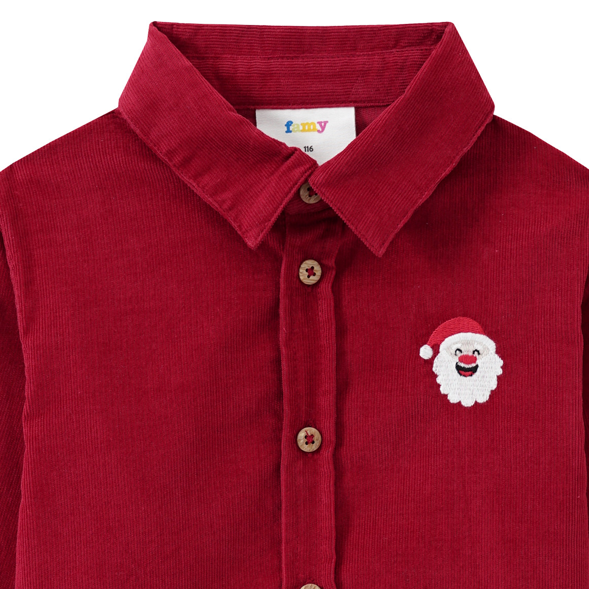 Jungen Weihnachtshemd aus Cord rot