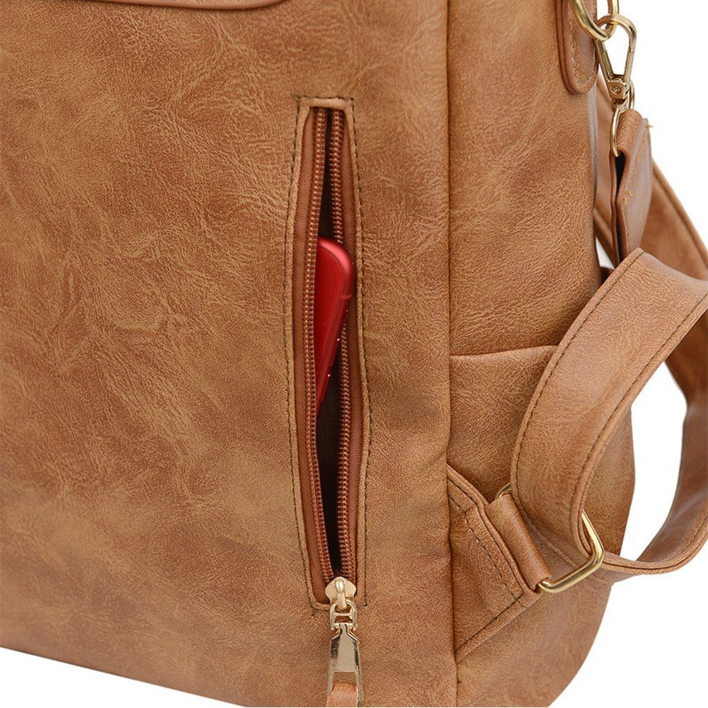 REDOM Rucksack Laptoprucksack Schulrucksack Lederrucksack Reiserucksack Leder (33x36x15 cm, Vintage, Schultertasche, Notebook Laptop Tasche, Uni Rucksack), für Herren Damen Jungen Teenager Freizeit Arbeit Business Reisen