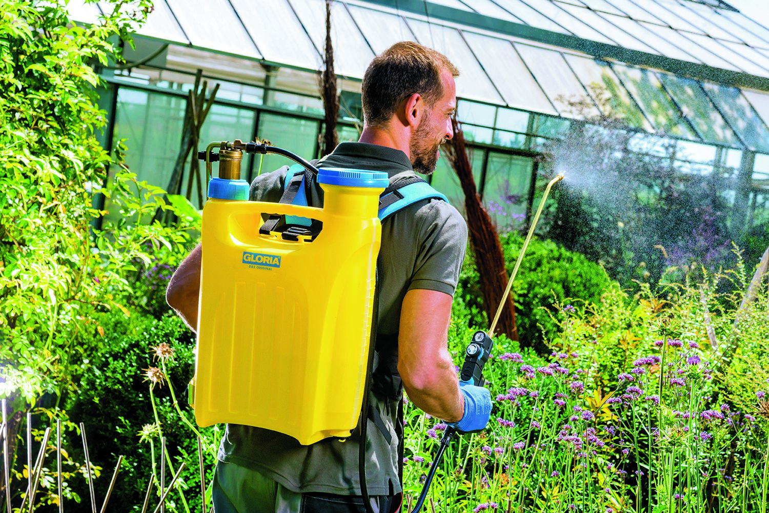 Pulvérisateur à pression dorsal Gloria 000062.0000 Pro 1800, réservoir en plastique de 18 l avec rallonge en laiton de 50 cm