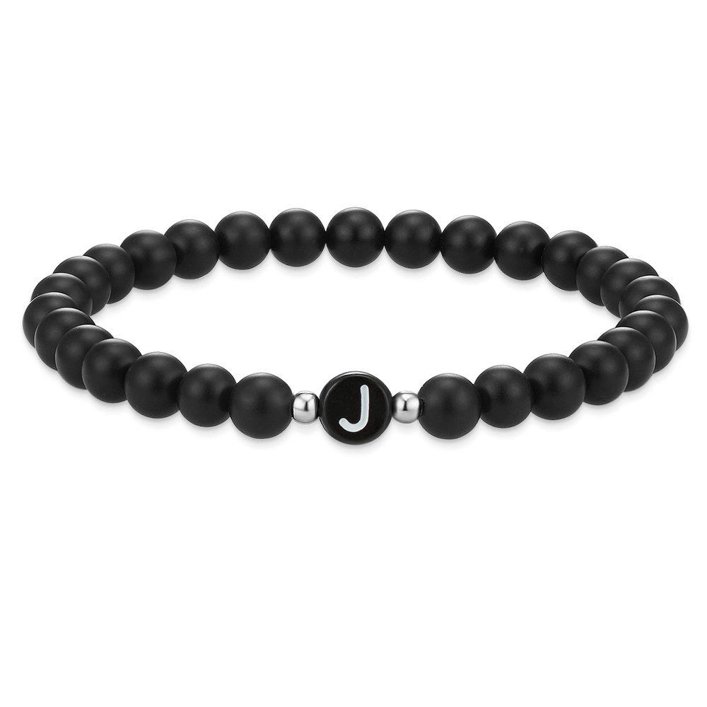 EASTSIDE Bracelet en pierres précieuses Lettres Agate en Noir Bracelet