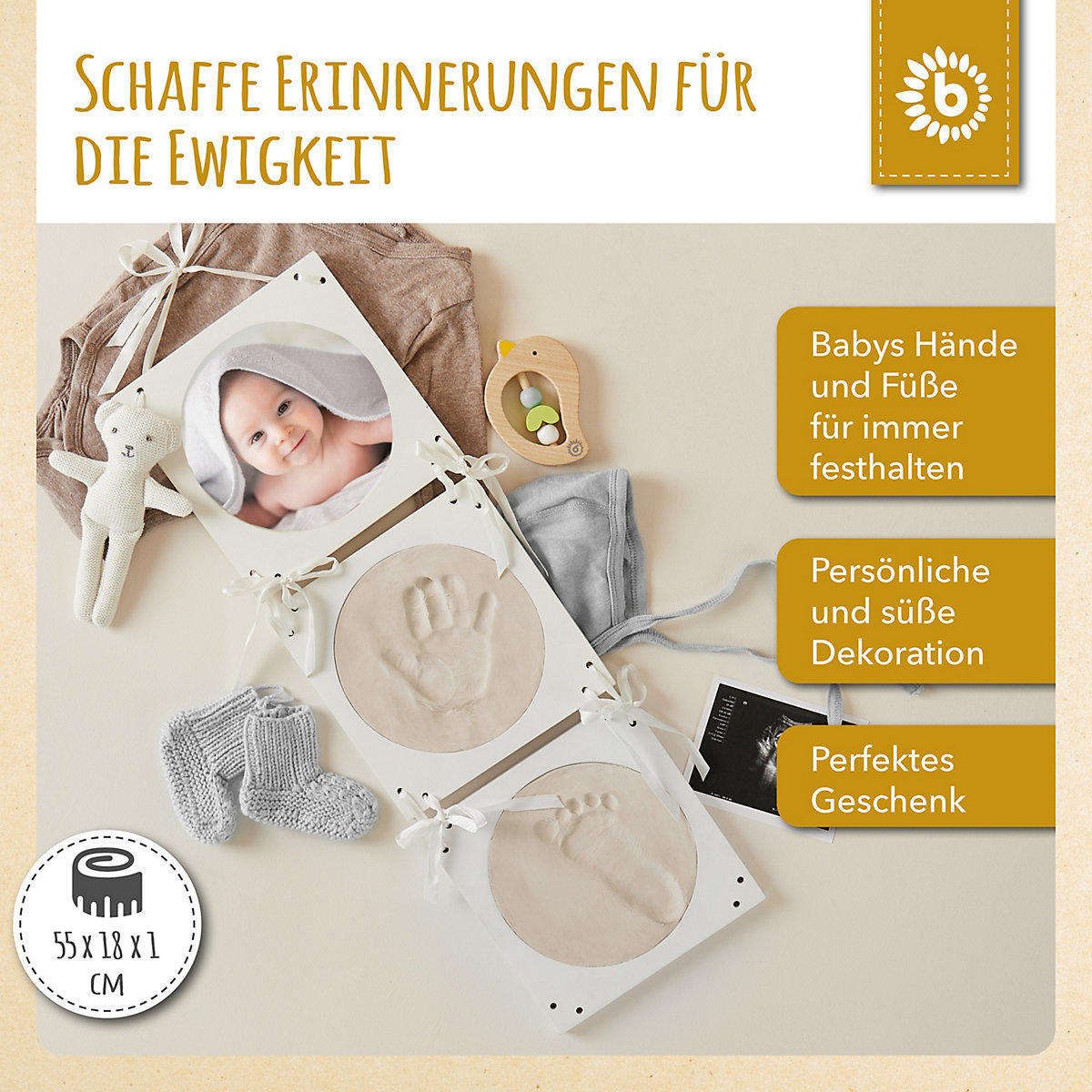 Gipsabdruck Bilderrahmen Komplettset Gipsabdruck Hand und Fuß im 3D Bilderrahmen Gipsabdrücke
