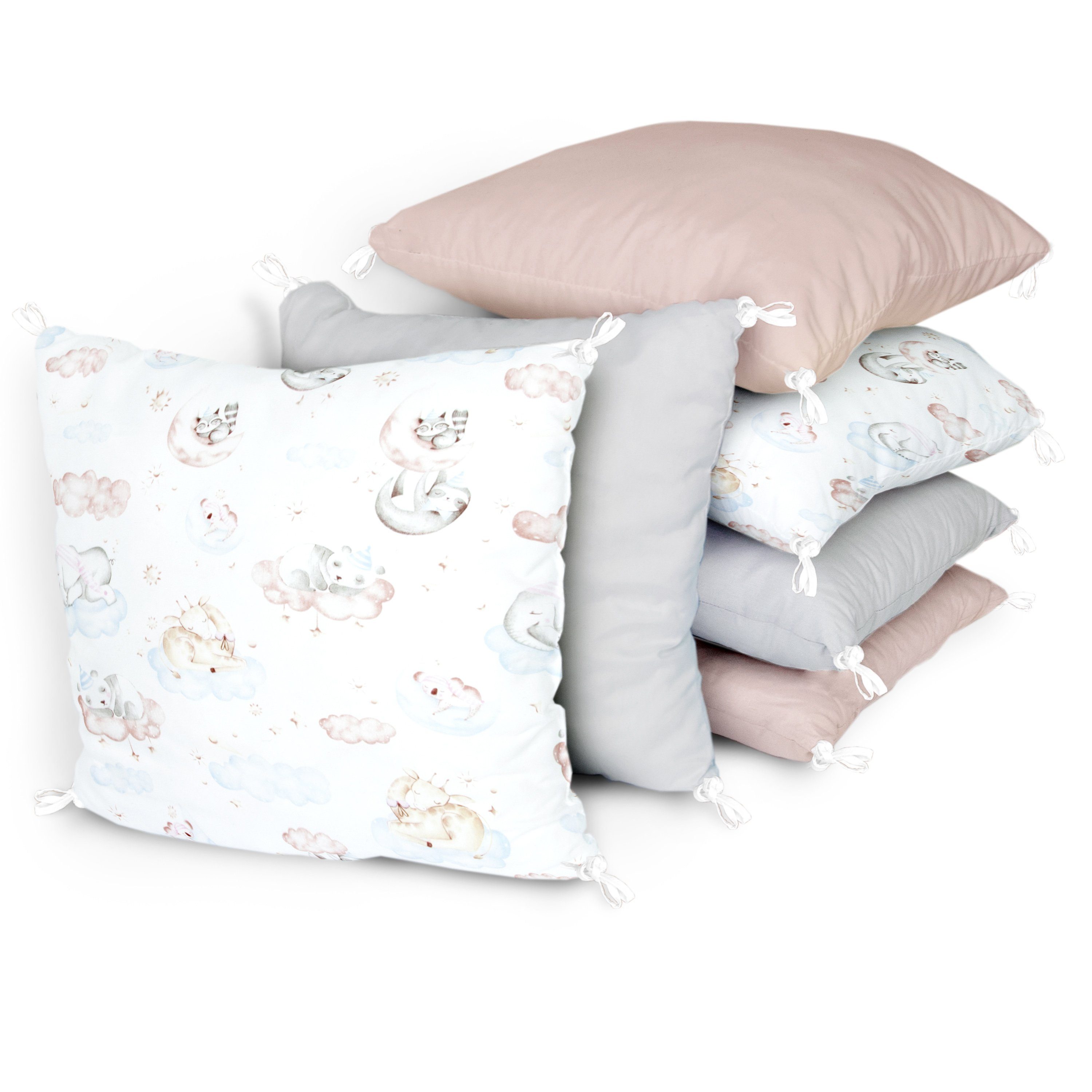 Amilian Bettnestchen 210 cm (Made in EU, 6 Polster ca. 35 x 35 cm) Bettumrandung, (Kissen als Nestchen, Kantenschutz), Umrandungen, Bettausstatung