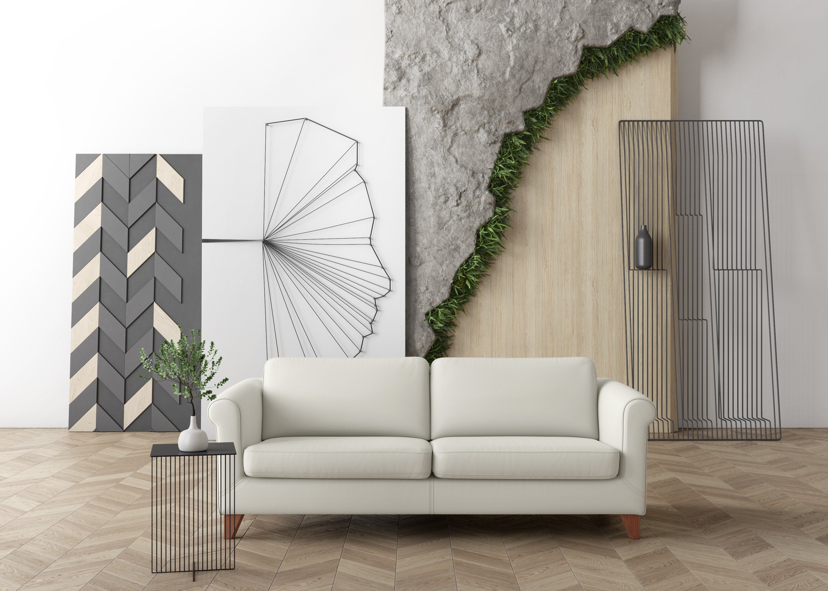 machalke® 3-Sitzer amadeo, Ledersofa mit geschwungenen Armlehnen, Breite 213 cm