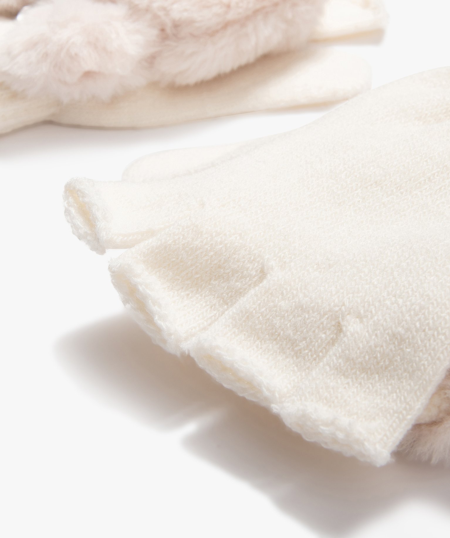 Moufles mitaines 2-en-1 en fourrure imitation fille - LuluCa... beige | GEMO