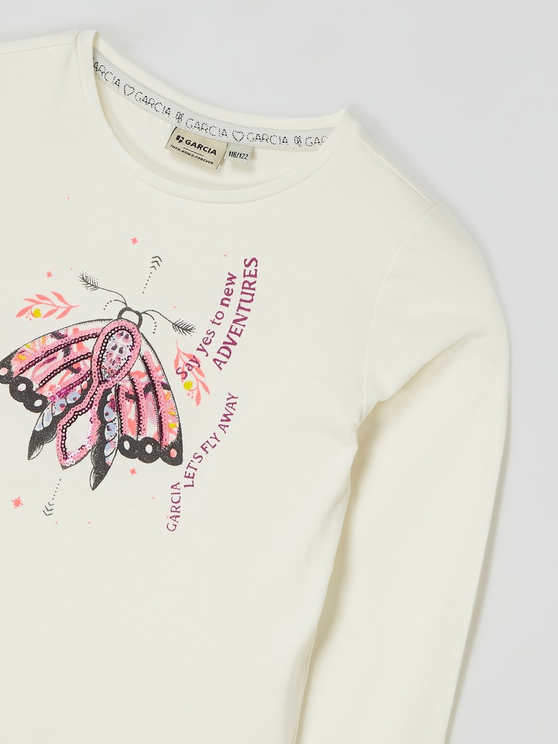 Longsleeve mit Stretch-Anteil in offwhite meliert