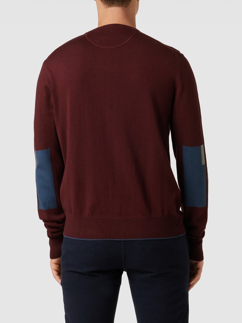 Strickpullover mit Label-Stitching in bordeaux rot