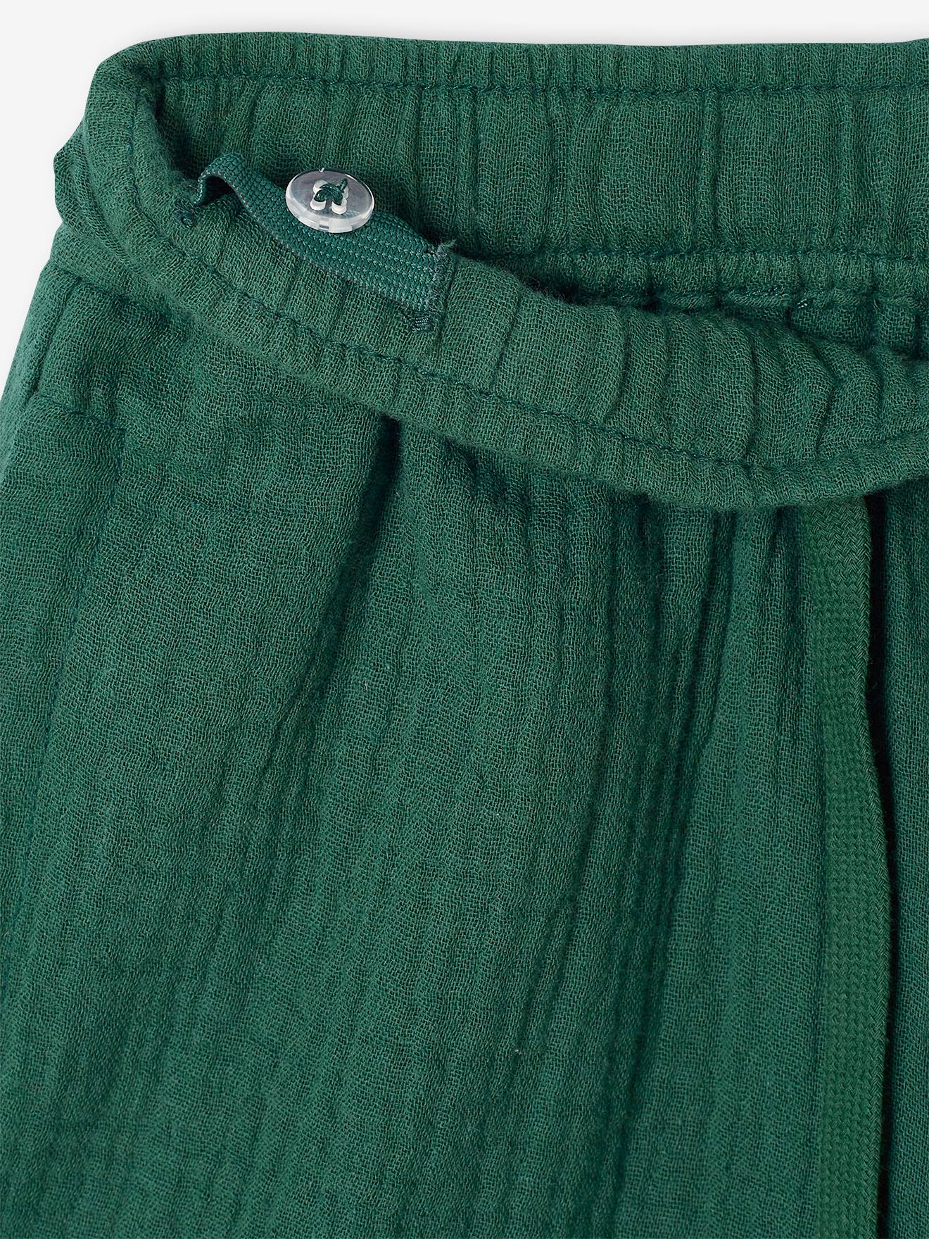 Ensemble tee-shirt et short en gaze de coton vert sapin