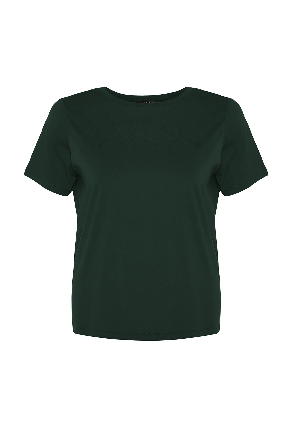 Trendyol Curve  Smaragdgrünes Basic-Strick-T-Shirt mit Rundhalsausschnitt TBSSS22TS0733