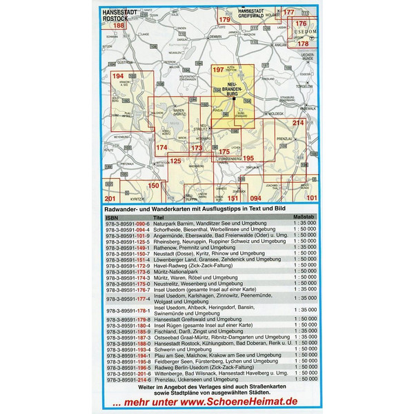 Radwander- und Wanderkarte Neubrandenburg, Altentreptow und Umgebung 1:50000 - Wanderkarte