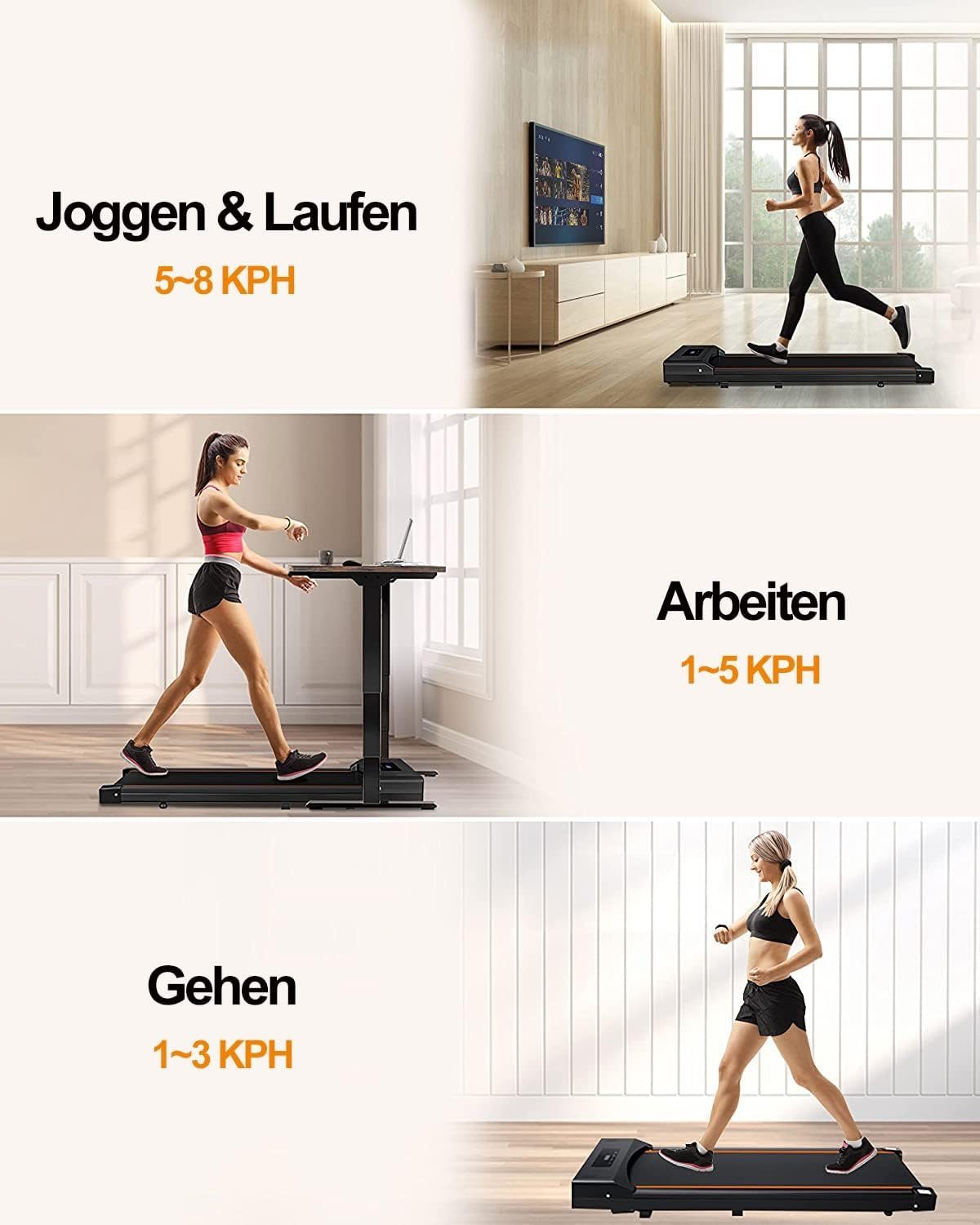 TODO Laufband (Laufband für Zuhause,1-8 km/h Geschwindigkeit, 550W,Cardio Training), Treadmill desk, with 6 silica foot pads on the bottom