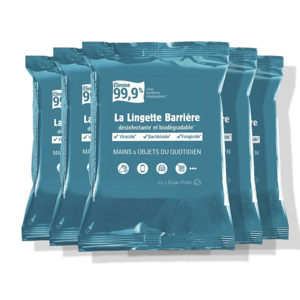 carlo & carla La Lingette Barrière : paquet de 12 lingettes désinfectantes virucides (fab. FR) Lingettes désinfectantes pour les mainset objets/surfaces (smartphones,…)
