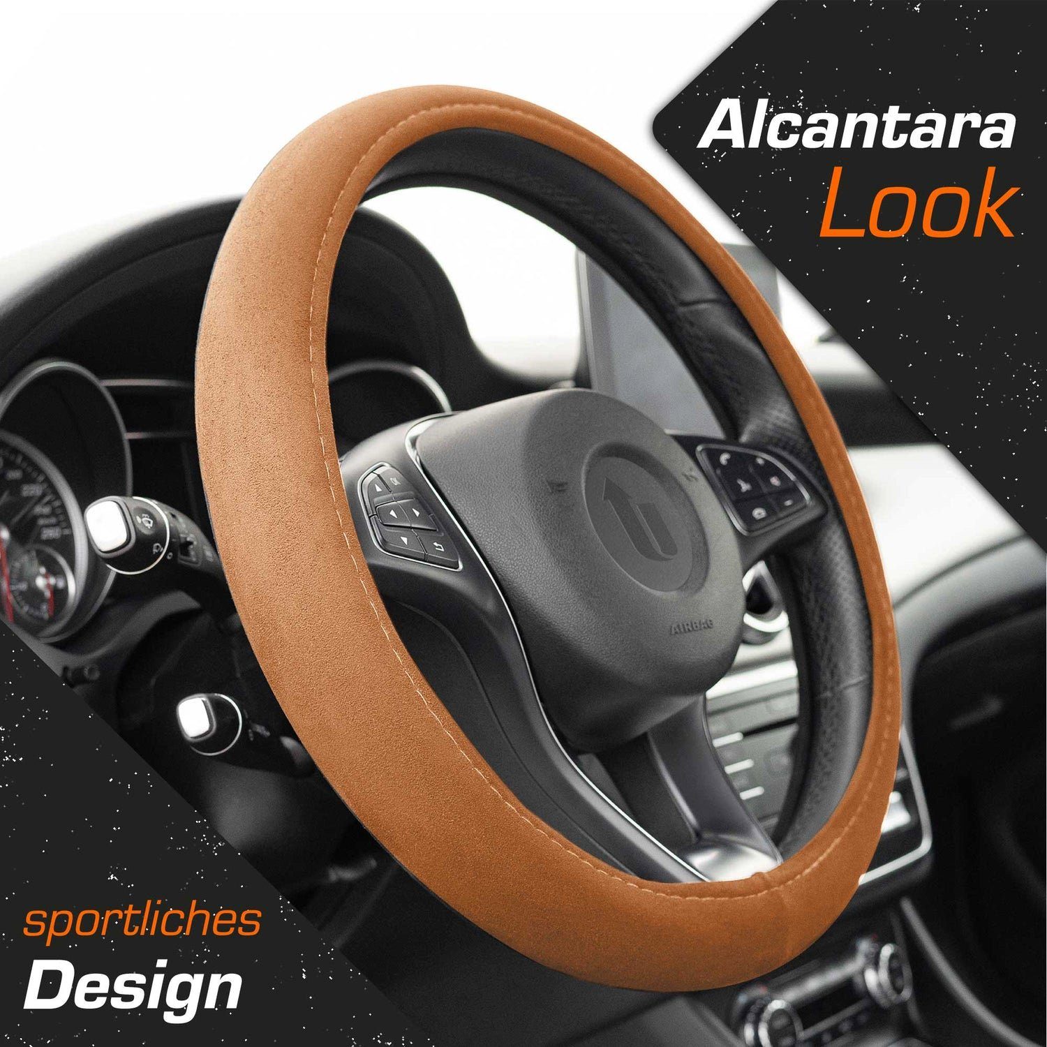 Upgrade4cars Lenkradbezug Alcantara Optik, Ø 37,00 - 39,00 cm, Sportlich-Elegante Wildlederähnliche Struktur