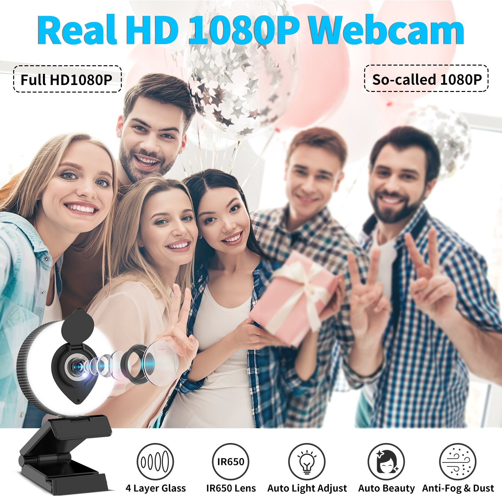 Tisoutec Webcam und Stativ,PC Mac Laptop Desktop Webcam