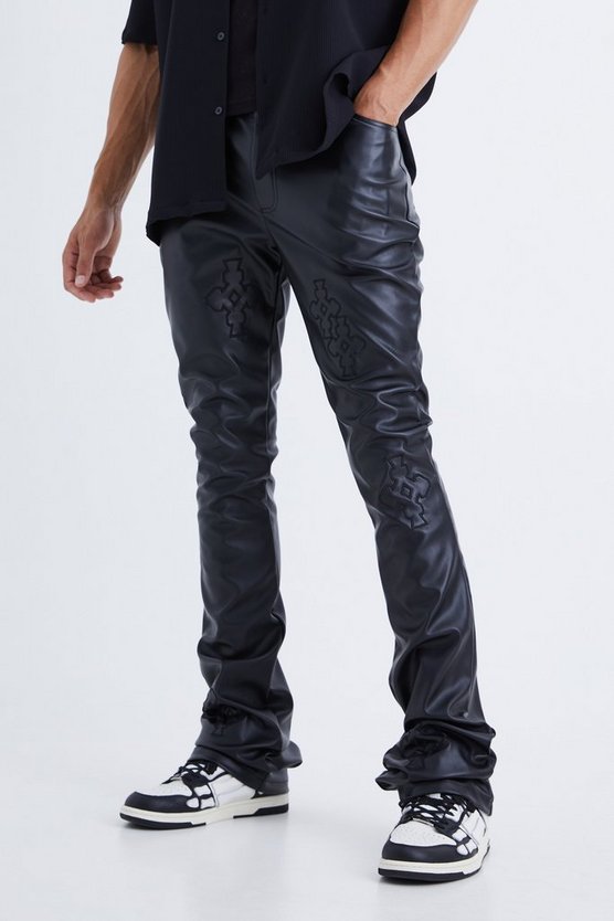 Tall Skinny PU-Hose mit Applikation