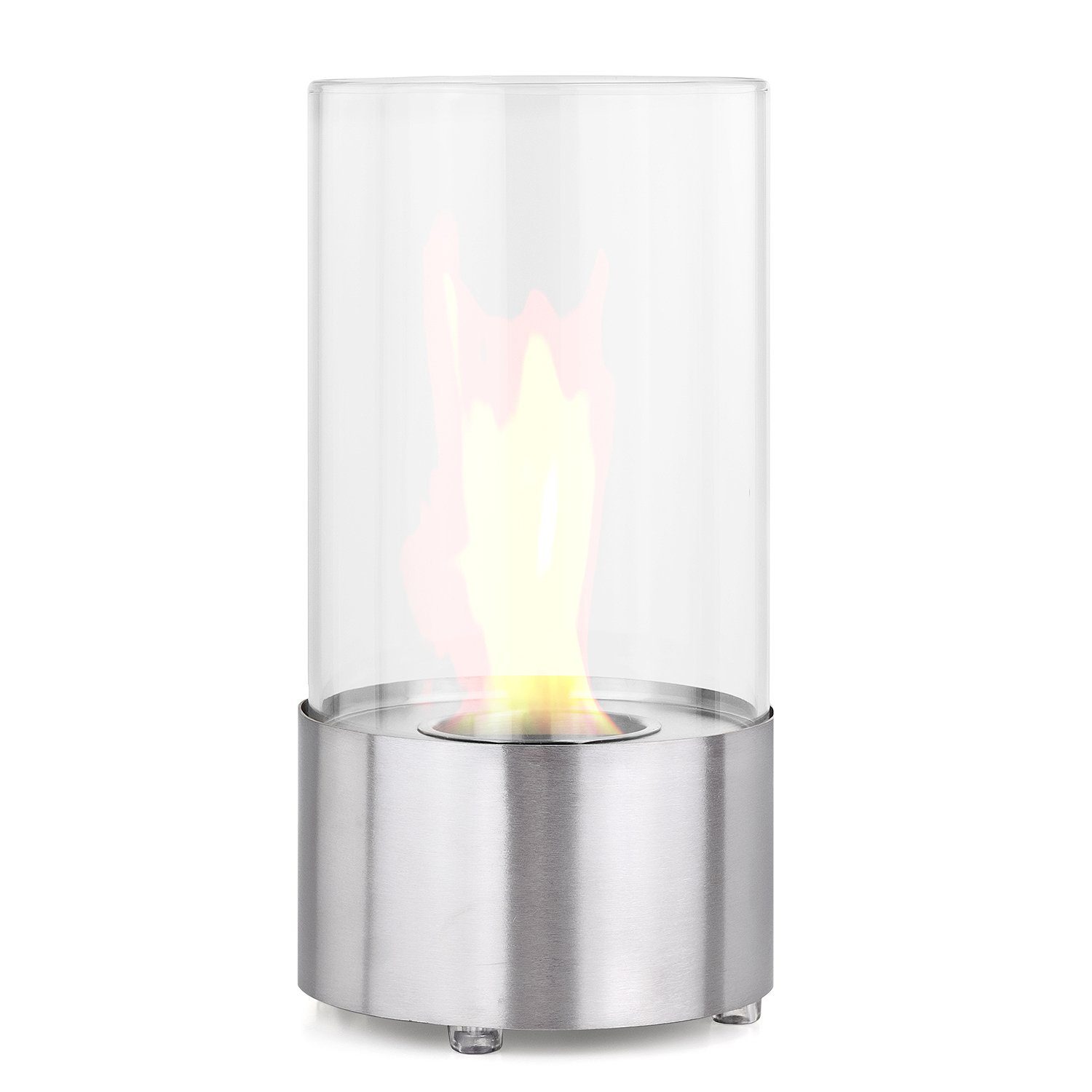 Moritz Dekokamin Bio-Ethanol Tischkamin Tischfeuer, 15x15x28cm, Standkamin Ethanolbrenner Glasfeuer Terrassenfeuer