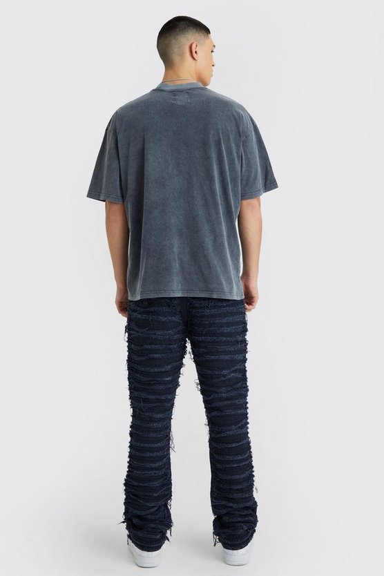 Slim-Fit Schlaghose mit Rissen