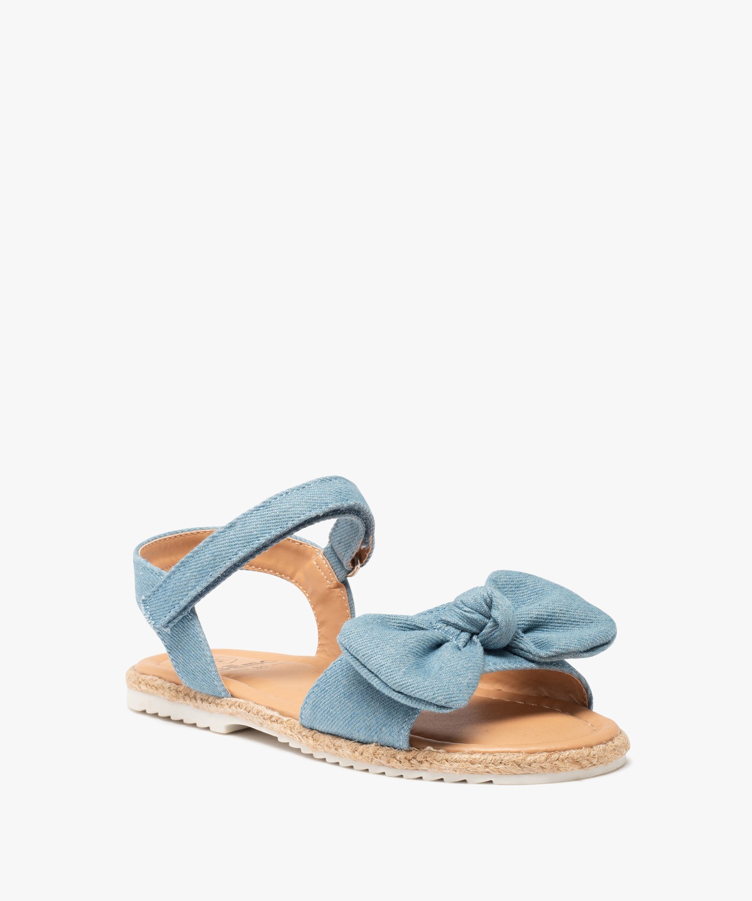 Sandales filles à brides en denim avec n?ud décoratif bleu | GEMO