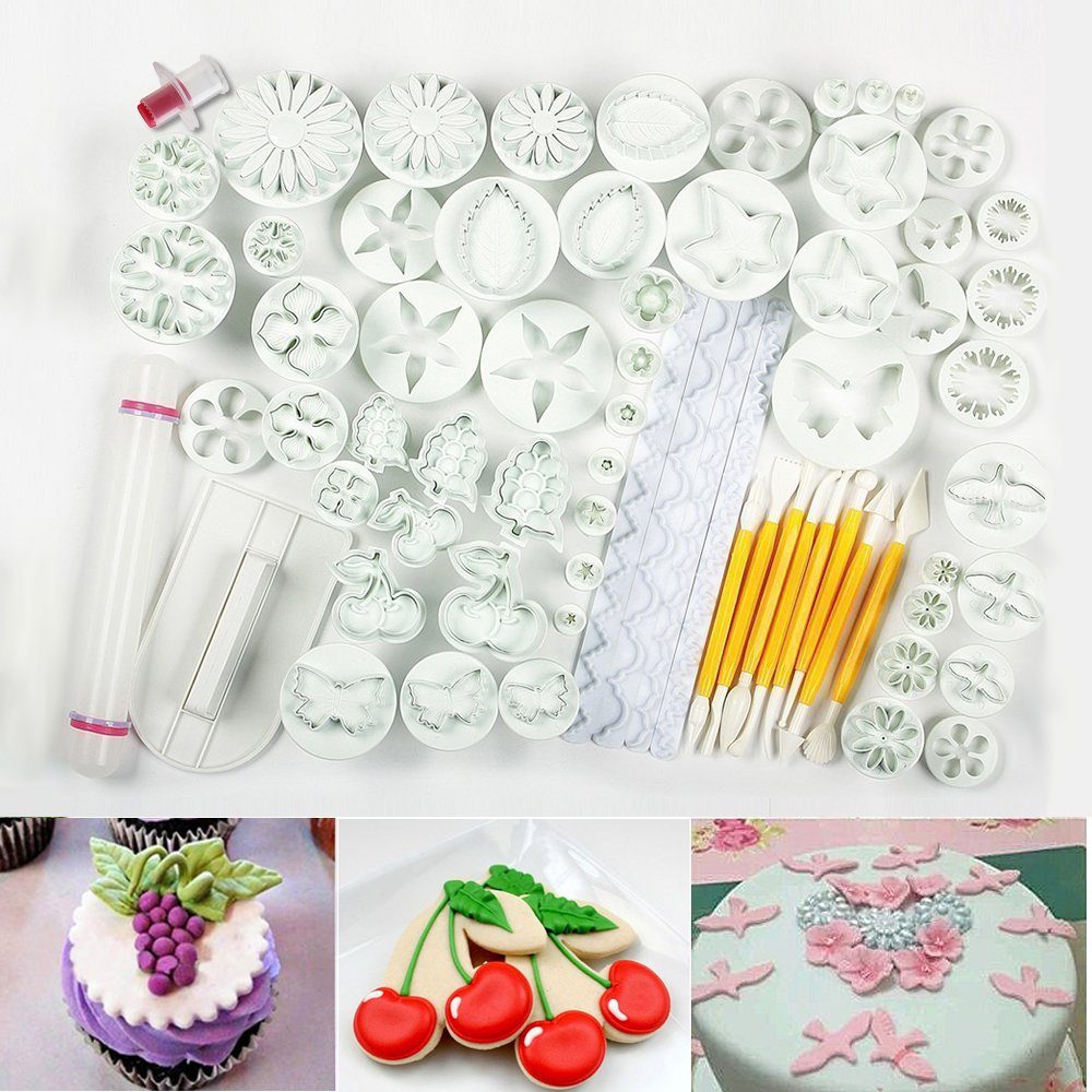 Homewit Ausstechform Fondant Ausstecher Set Tortendeko für Buchstaben Premium Backzubehör, (Packung, 69-St), Weihnachtsdekoration Modellierwerkzeug tüv Kuchen, Torten, Cupcakes