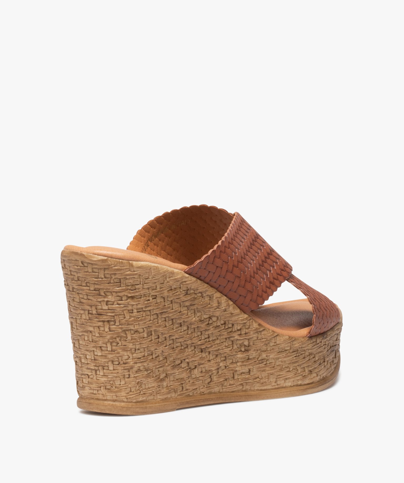 Sandales femmes à brides tressées et à talon compensé camel | GEMO