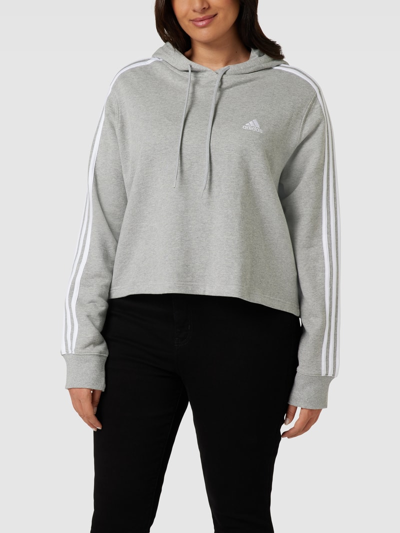 PLUS SIZE cropped Hoodie mit Label-Detail in mittelgrau meliert