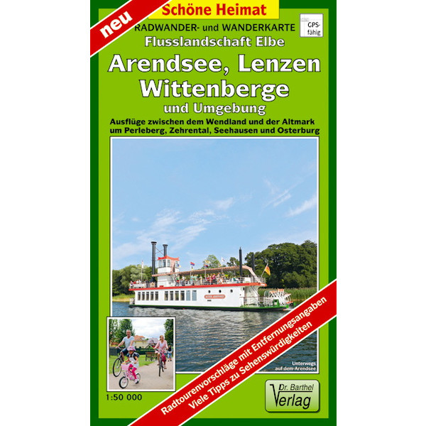 Radwander- und Wanderkarte Flusslandschaft Elbe, Wittenberge, Arendsee, Lenzen und Umgebung 1 : 50 000 - Fahrradkarte