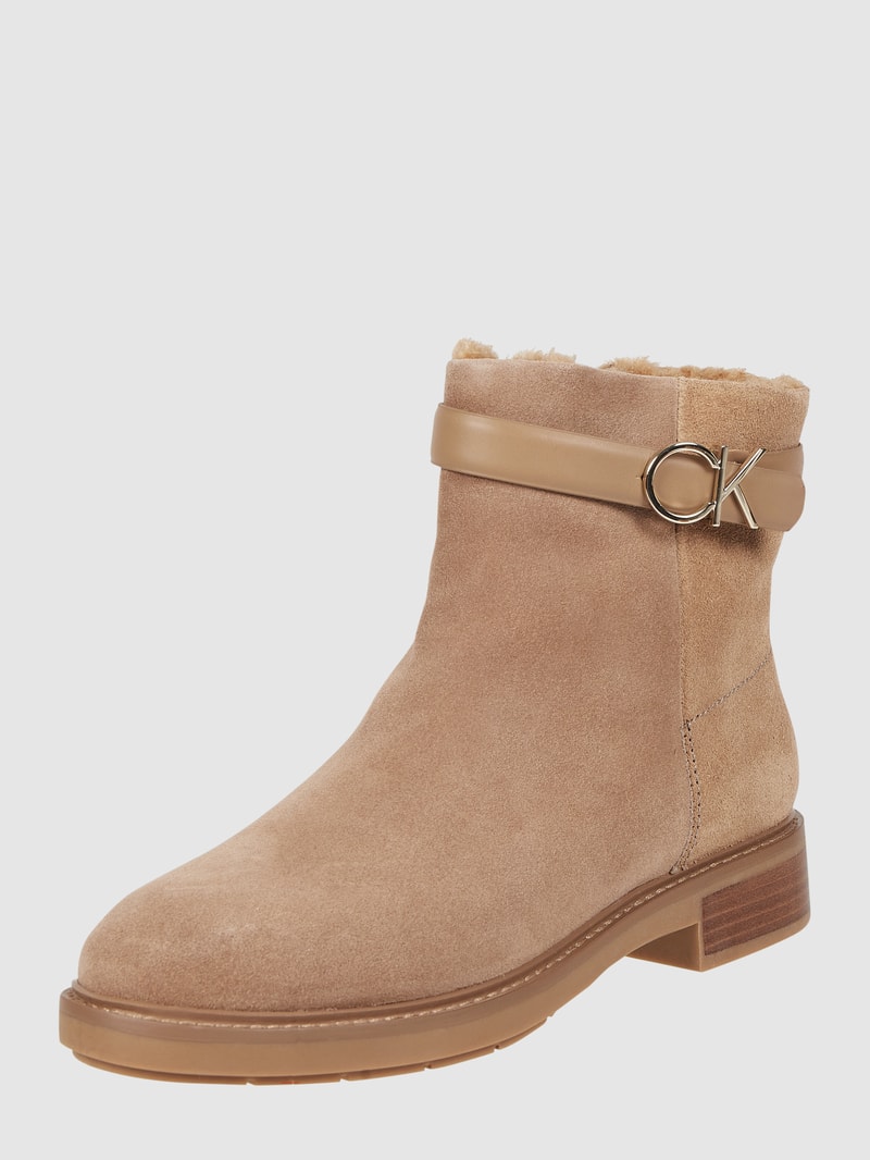 Ankle Boots aus Veloursleder in beige