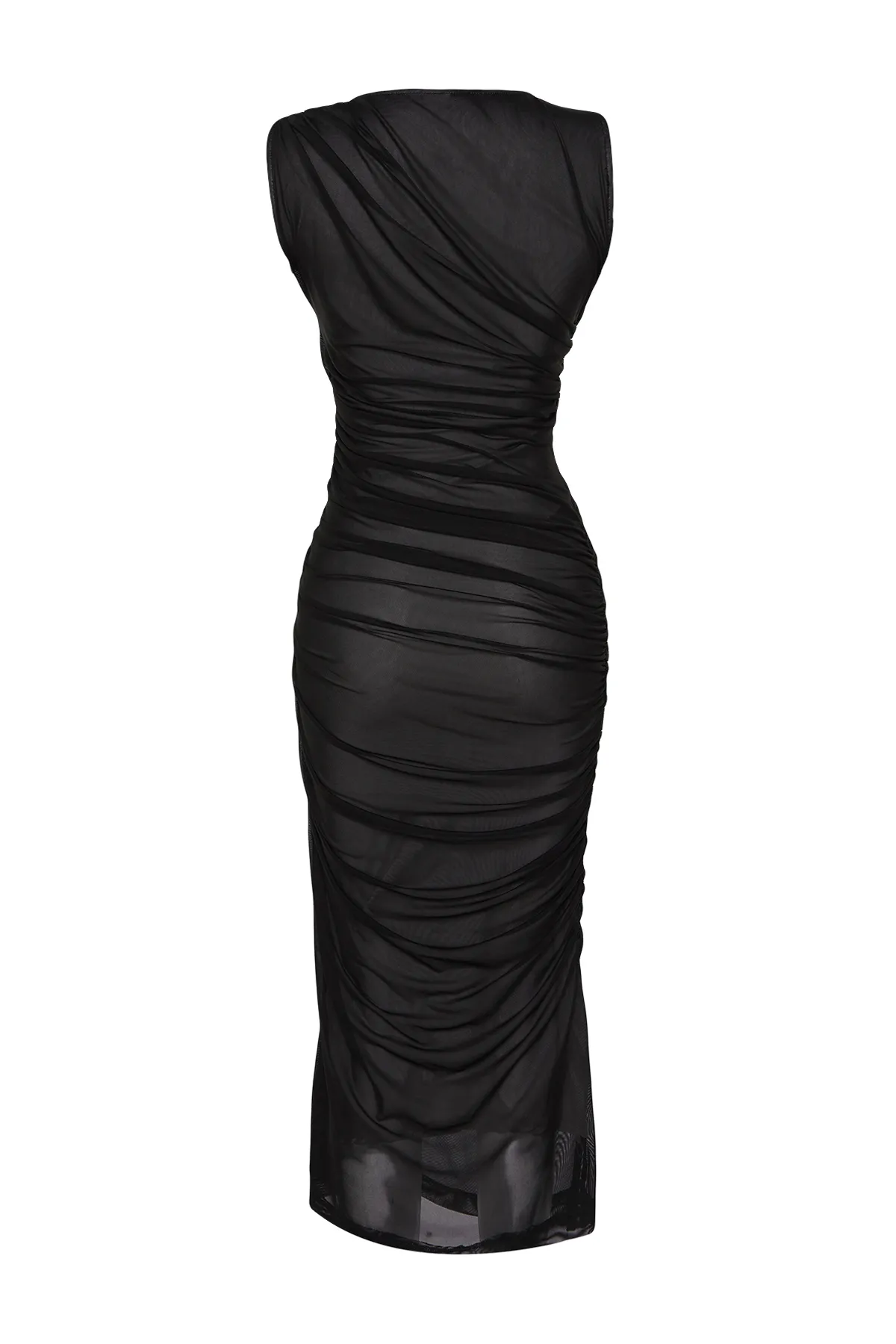 Trendyol Collection  Schwarzes, gestricktes, grau gefüttertes Tüllkleid TPRSS24EL00023