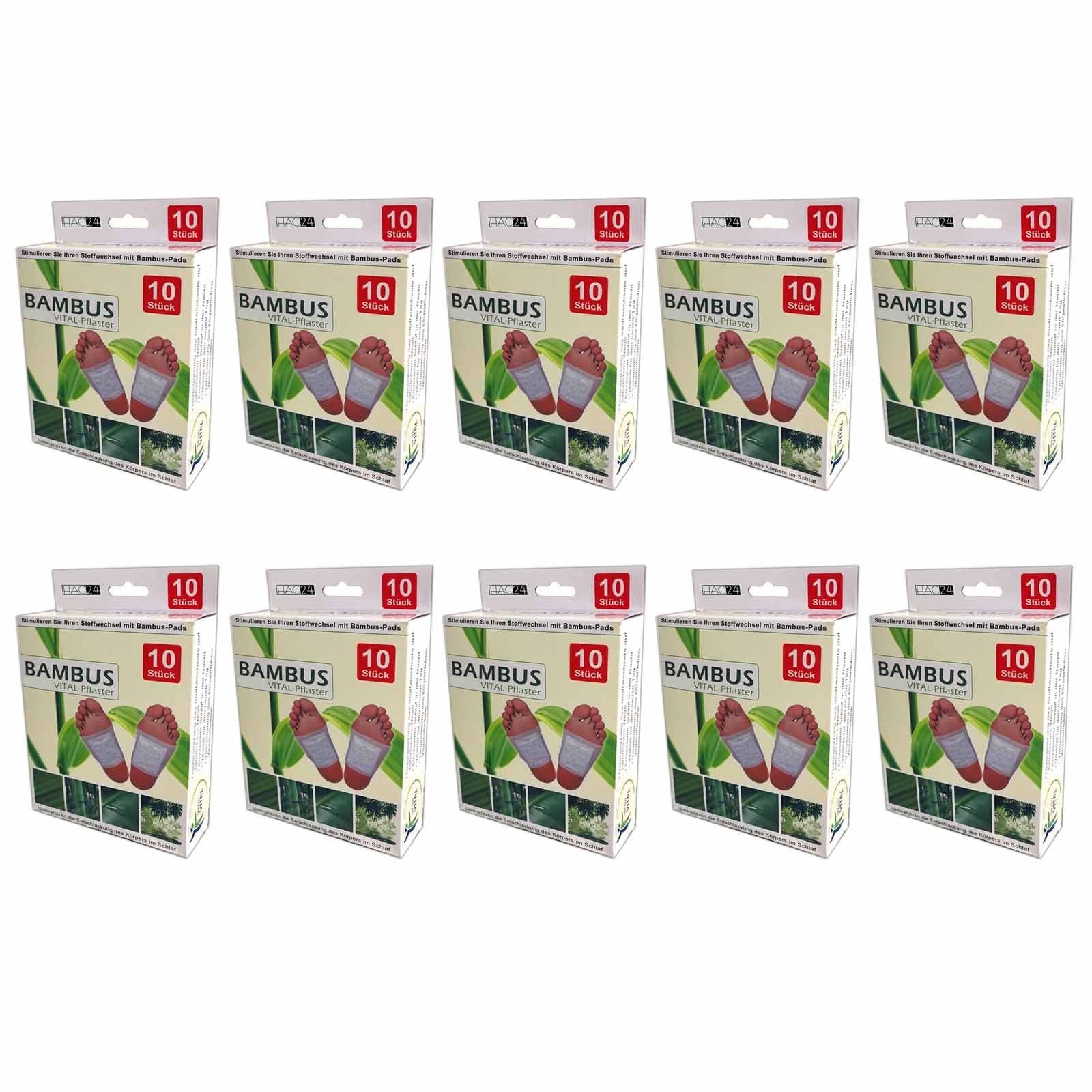 HAC24 Fixierpflaster Bambus Vital Pflaster Fußpads (100 Stück) mit Baumessig und Turmalinpulver