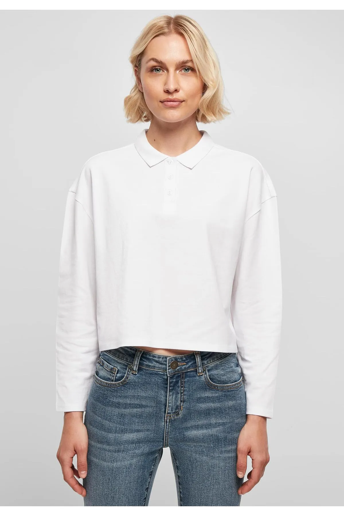 Urban Classics  Damen Ladies Short Oversized Polo Longsleeve
