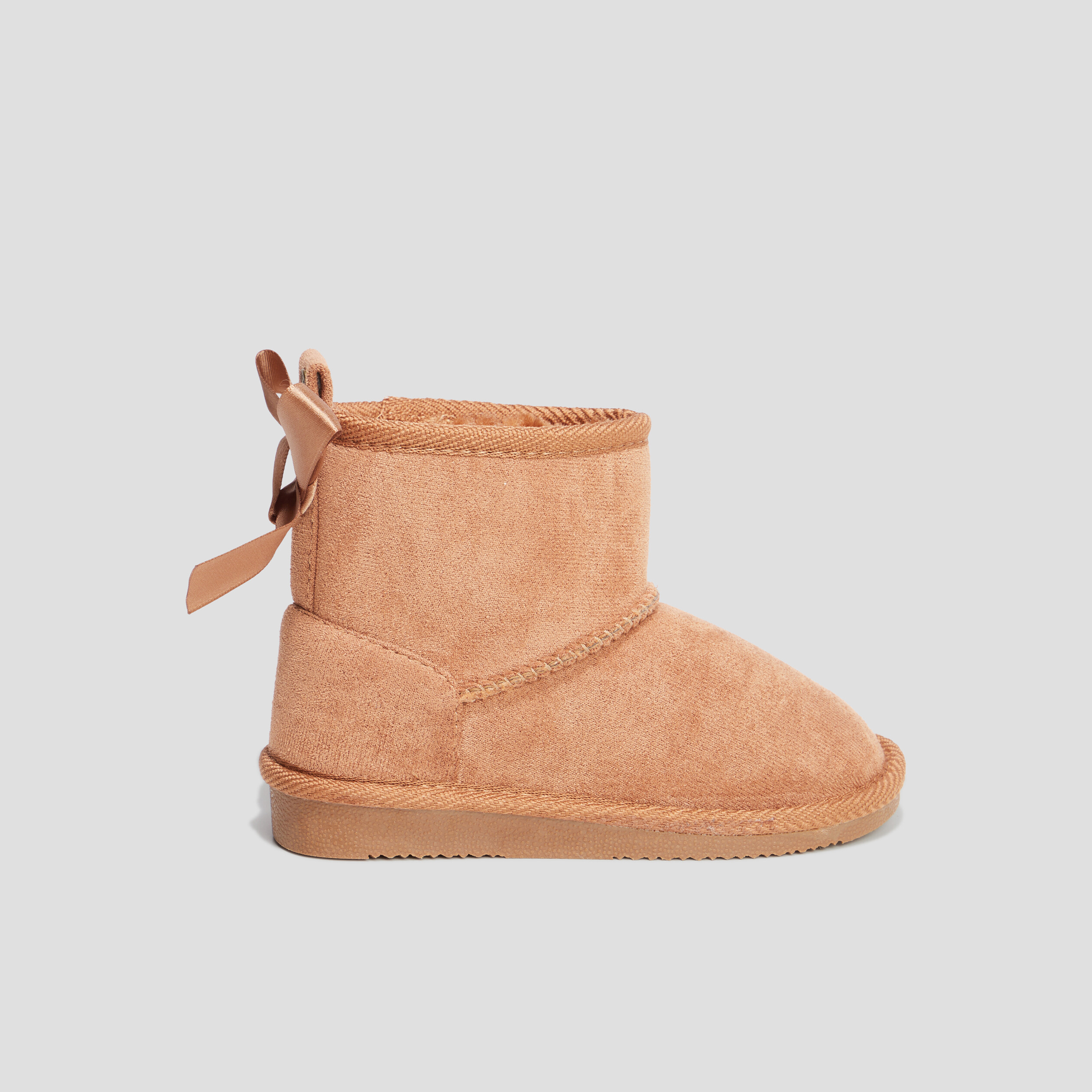 Bottines fourrées avec noeud camel fille | La Halle