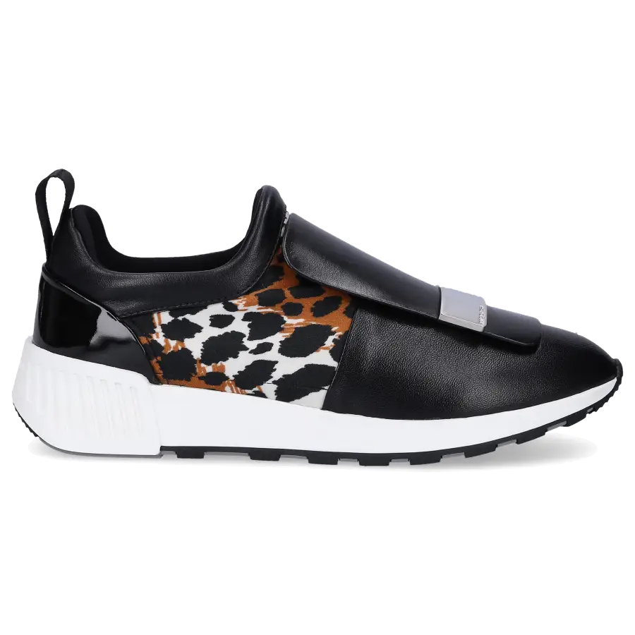 Sergio Rossi - Slip Ons SR1 RUNNING Kalbsleder Leo Print schwarz - braun