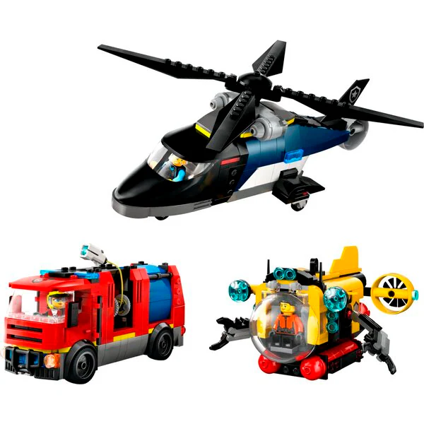 LEGO City 60462 Helikopter, Tűzoltóautó és Tengeralattjáró Remix