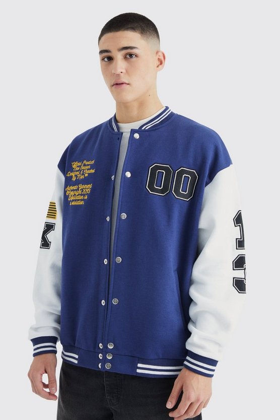 Jersey-Bomberjacke mit Aufnähern
