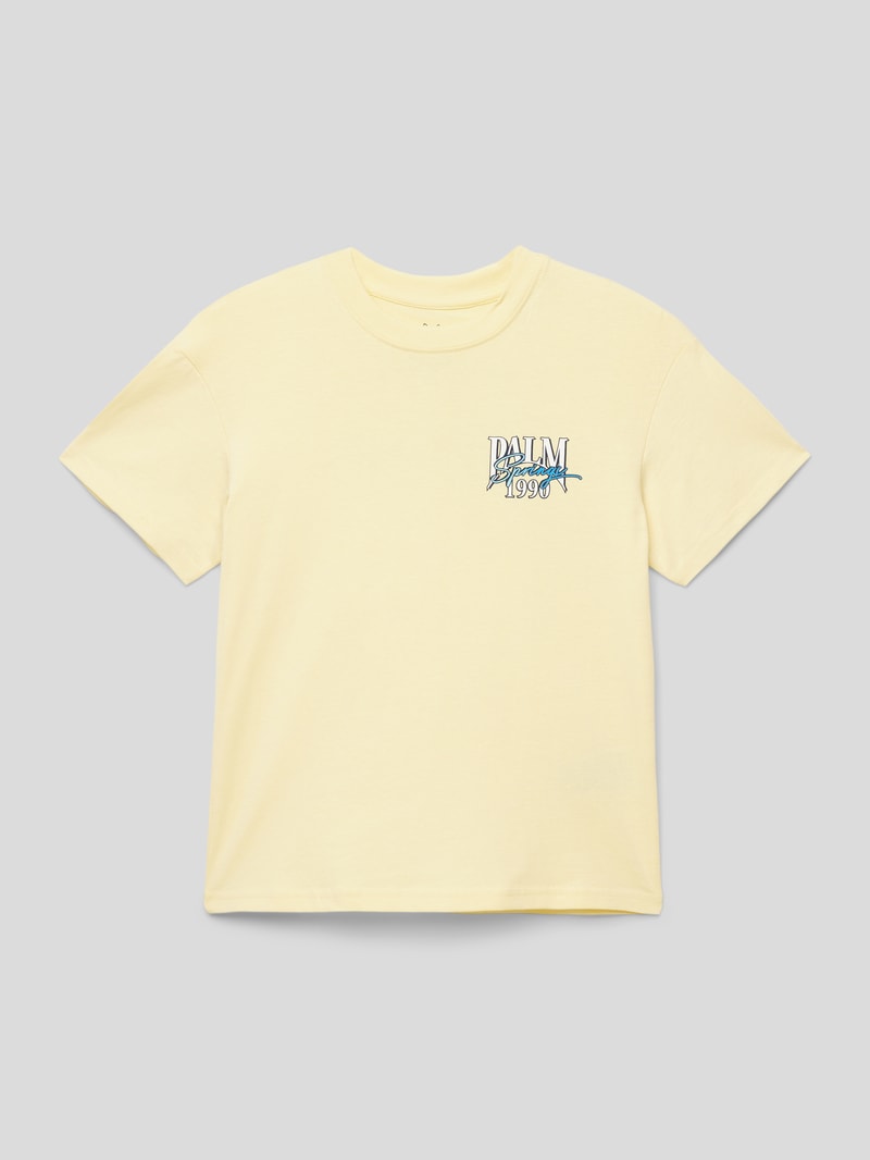 T-Shirt mit Statement-Print Modell 'PALMA' in hellgelb