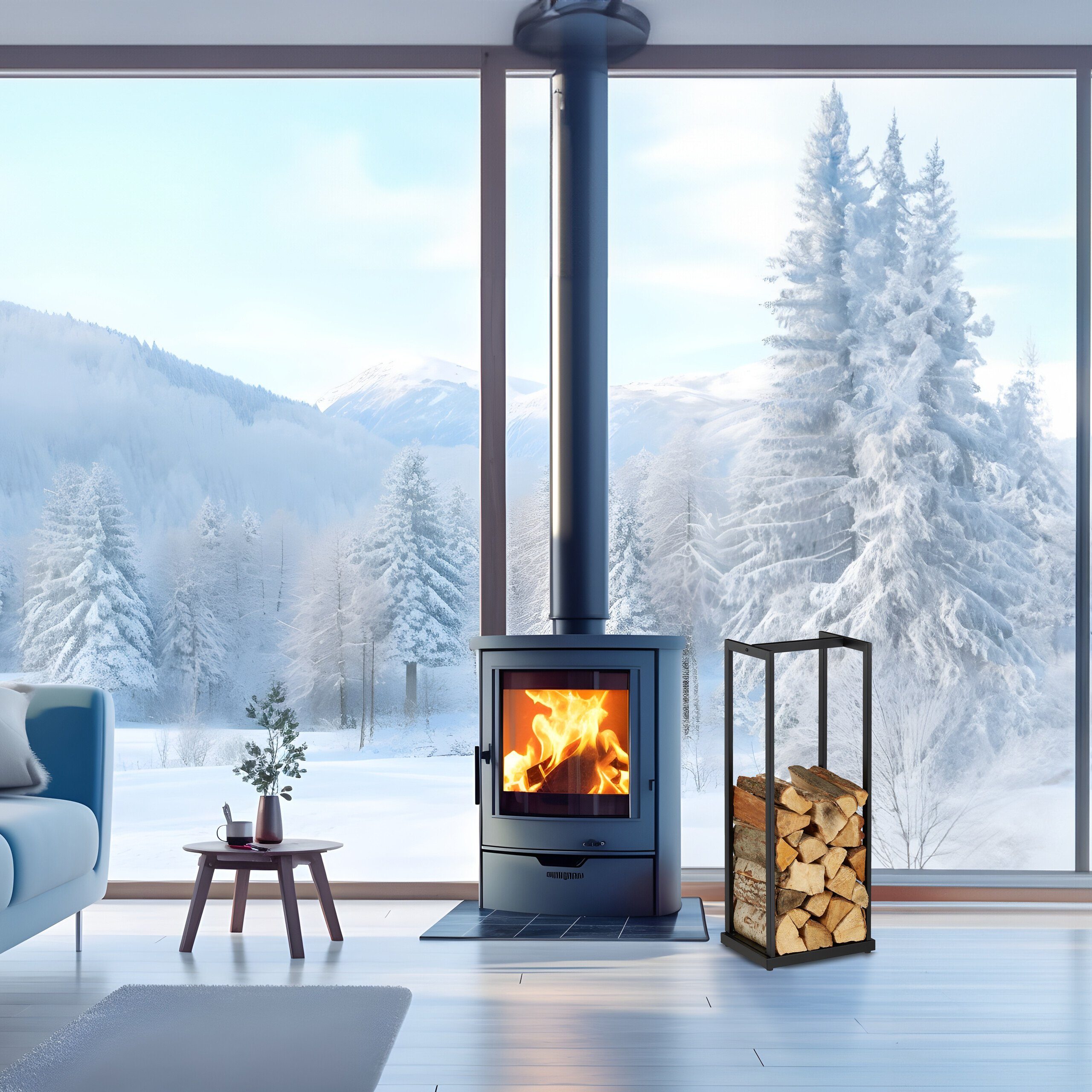 relaxdays Kaminholzregal Hohes Kaminholzregal aus Metall, BxTxH:37x30x95 cm