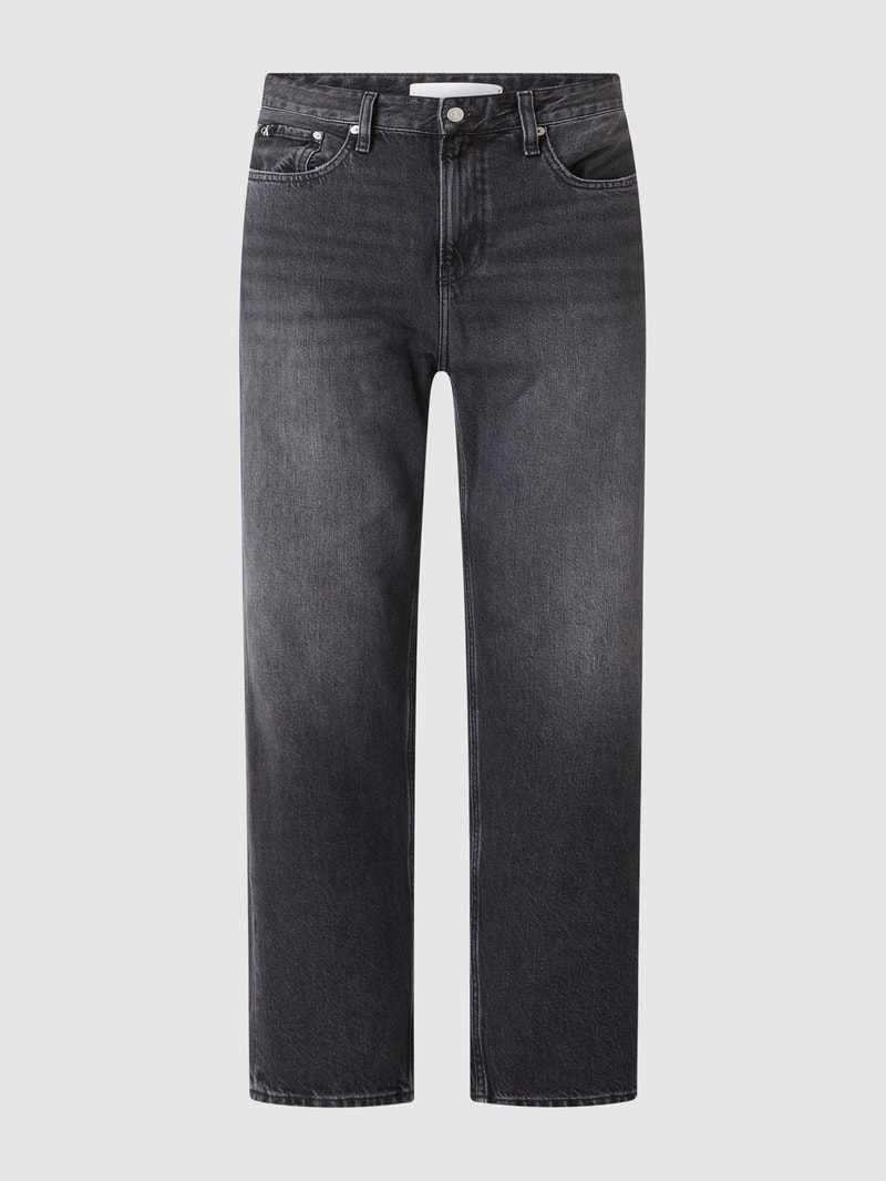 90s Straight Fit Cropped Jeans aus Baumwolle  in anthrazit