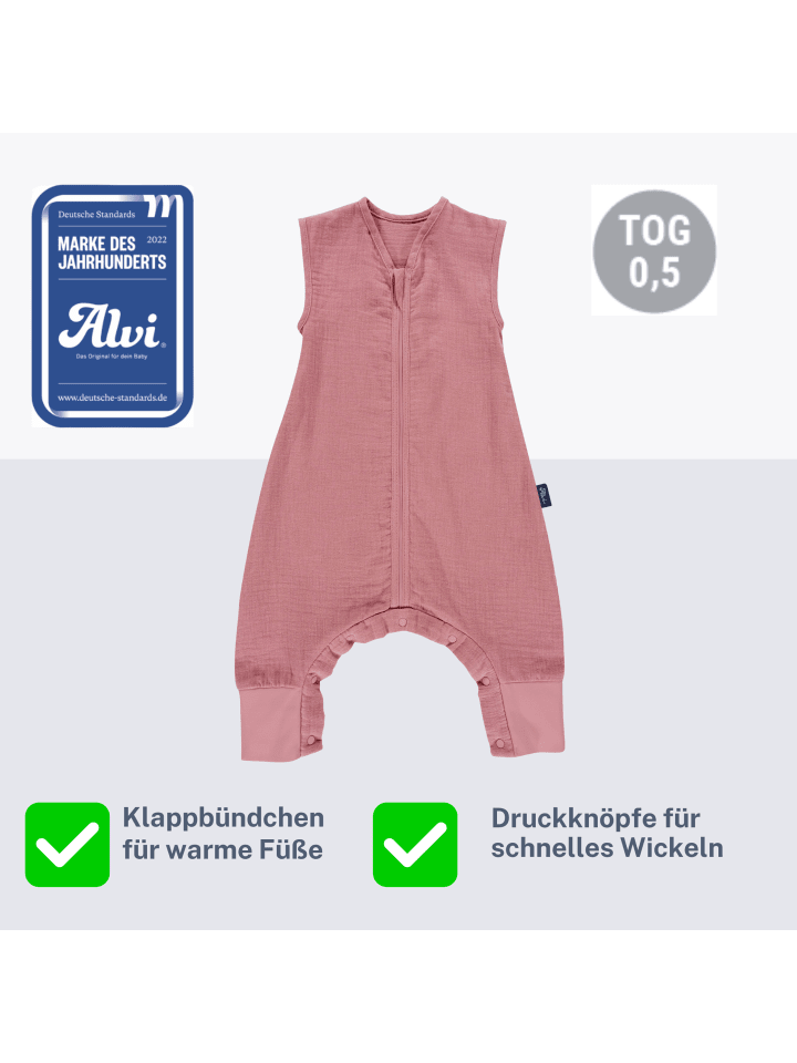 Kinderhaus Blaubär Mull Sleep-Overall Schlafsack light TOP in Fox Glove günstig kaufen