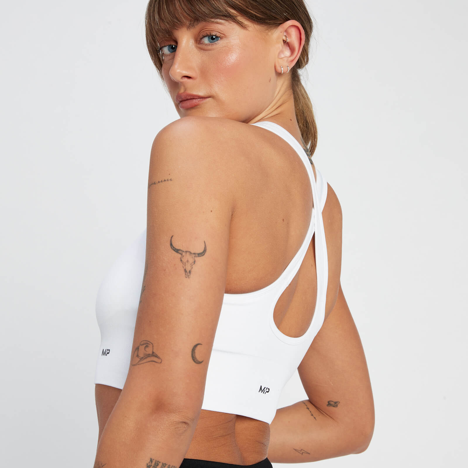 MP Women's Shape Seamless Cross Strap Sports Bra - White