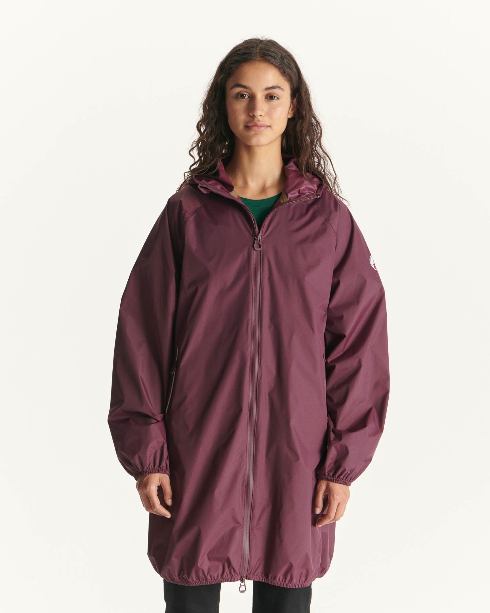 Imperméable long à capuche paquetable Aubergine Copenhagen