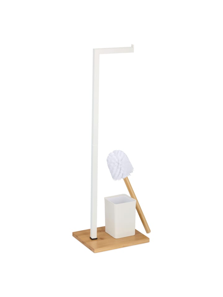 relaxdays WC-Garnitur Weiß/ Natur - (B)22 x (H)70,5 x (T)18 cm günstig kaufen onesize