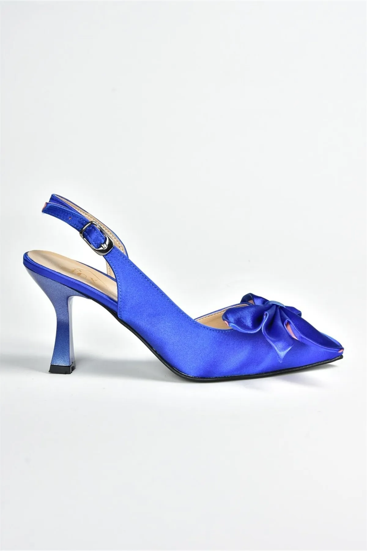 Fox Shoes  Damen-Saks-Schuhe aus blauem Satinstoff mit Absatz K922164804